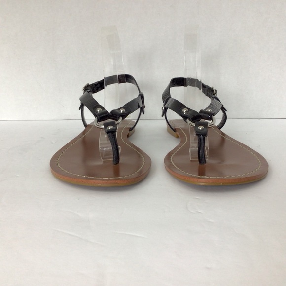 Lauren Ralph Lauren Black Patent Thong Sandals, 8.5B - Picture 2 of 8